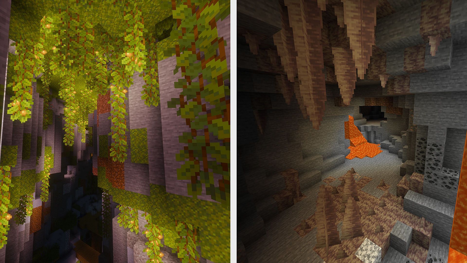 The new cave types in Minecraft 1.18 (Image via Minecraft)