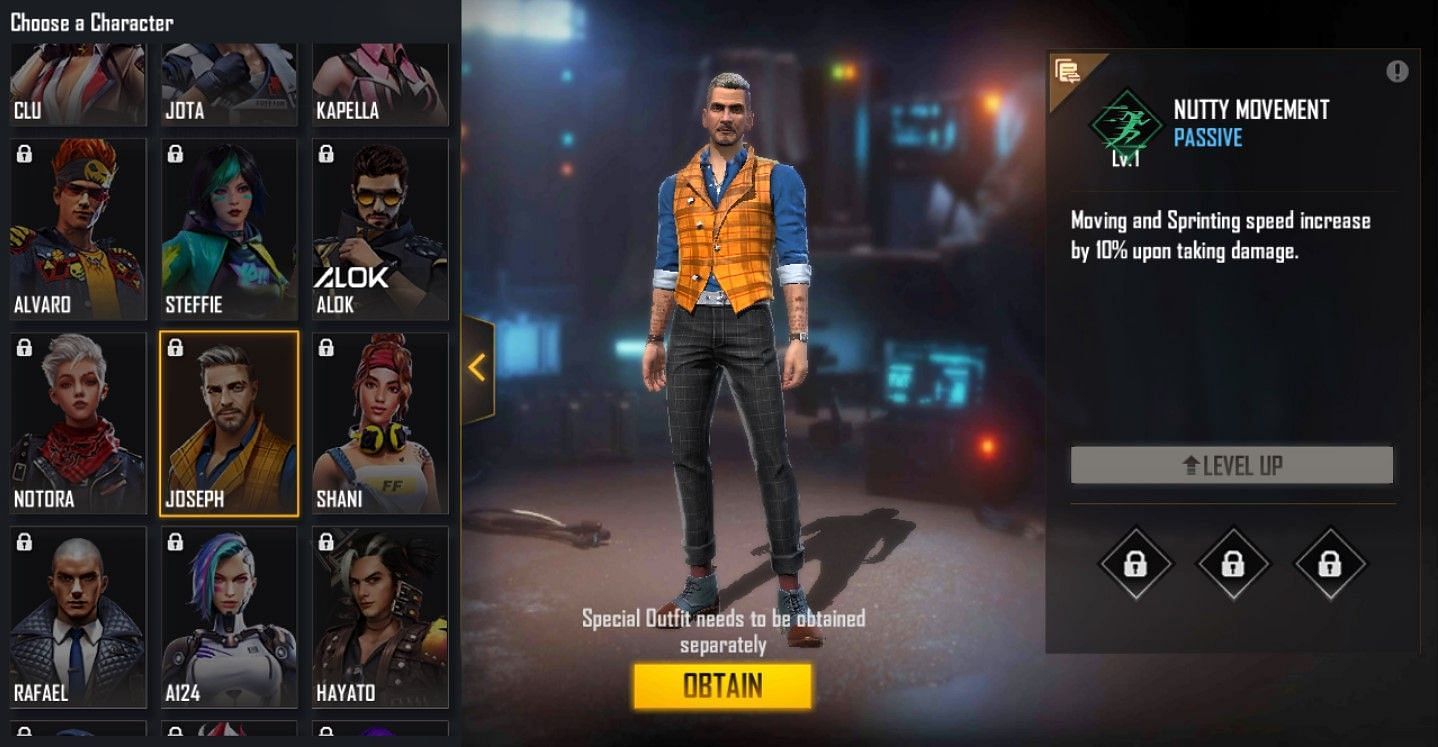 Joseph is only available as top up reward (Image via Free Fire)