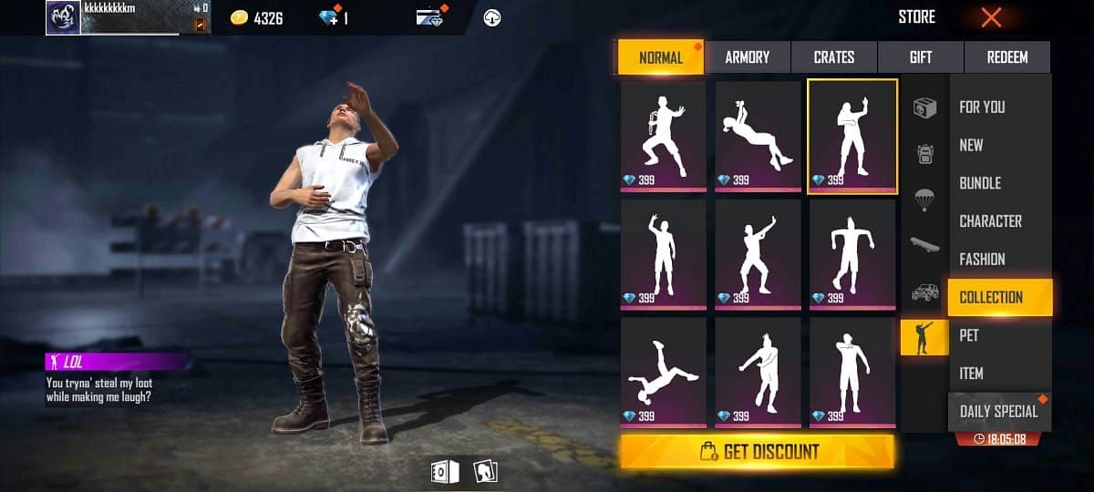 LOL emote in Free Fire (Image via Garena)