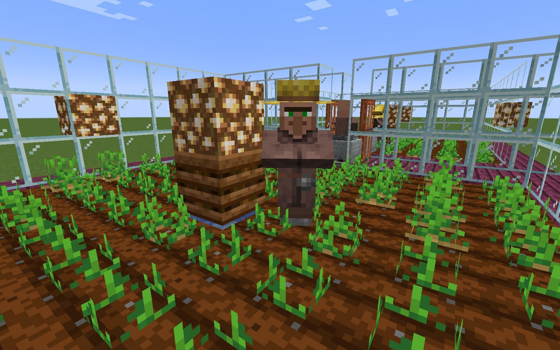 Villager crop farms are an excellent addition to any Minecraft base. (Image via Minecraft)
