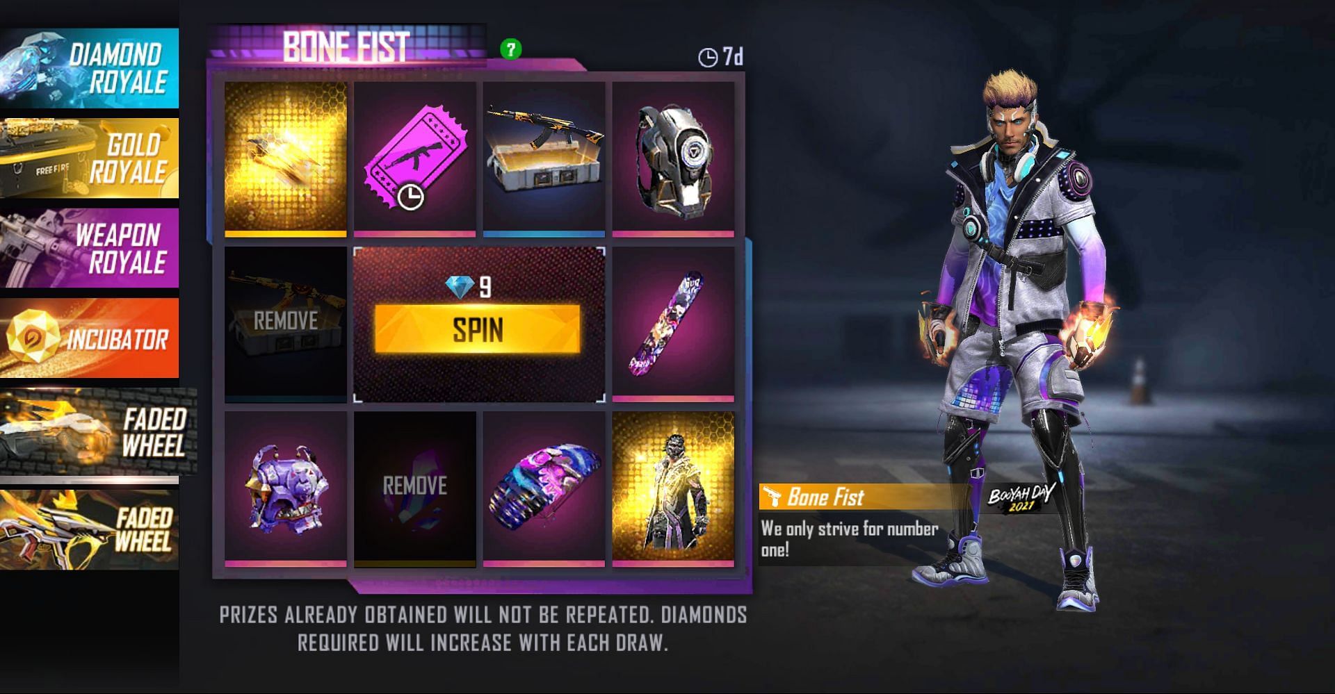 After removing the items, players can draw the rewards (Image via Free Fire)