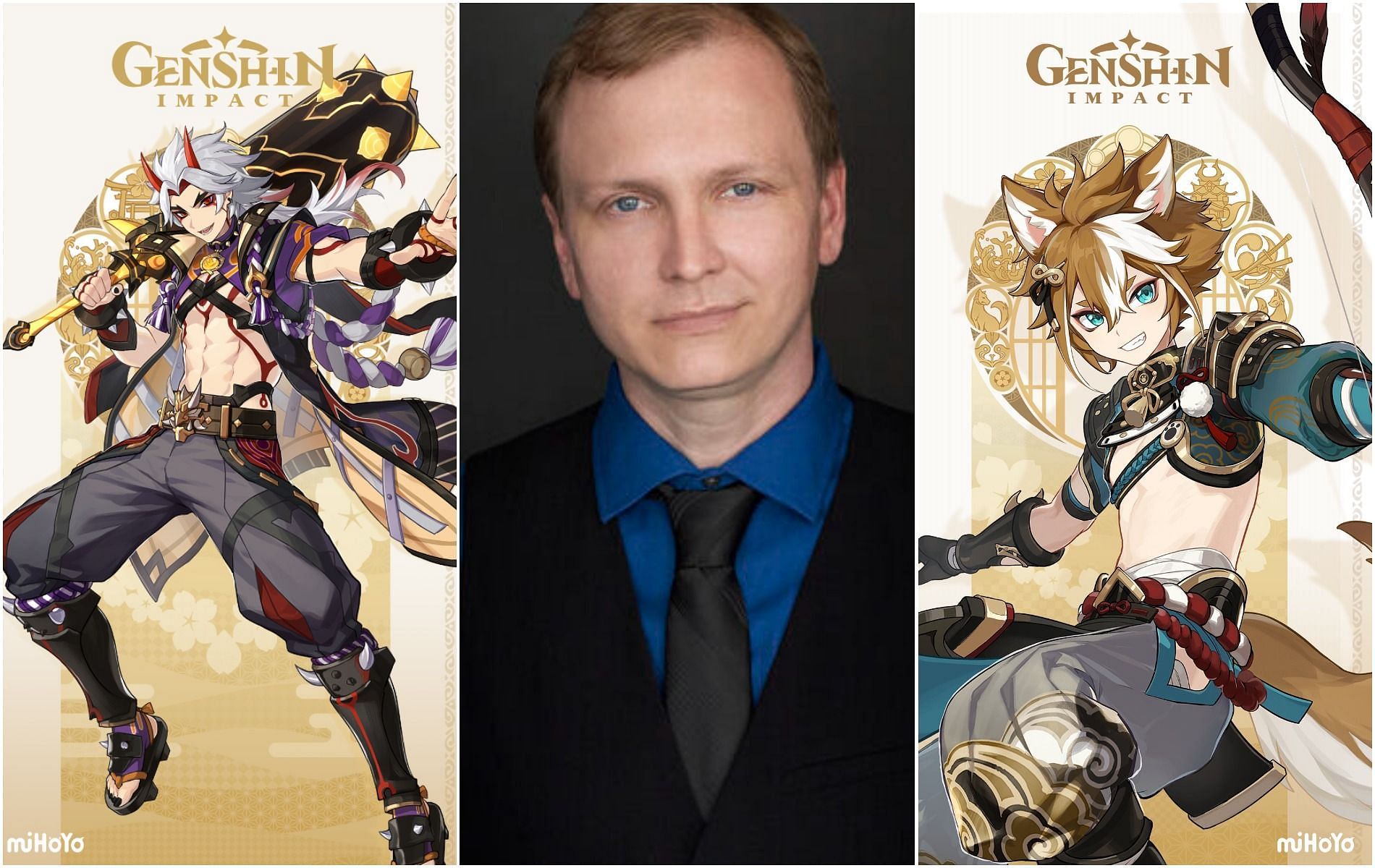 Will Chris Hackney be voicing Itto or Gorou in Genshin Impact? (Images via miHoYo and Christopher Hackney)
