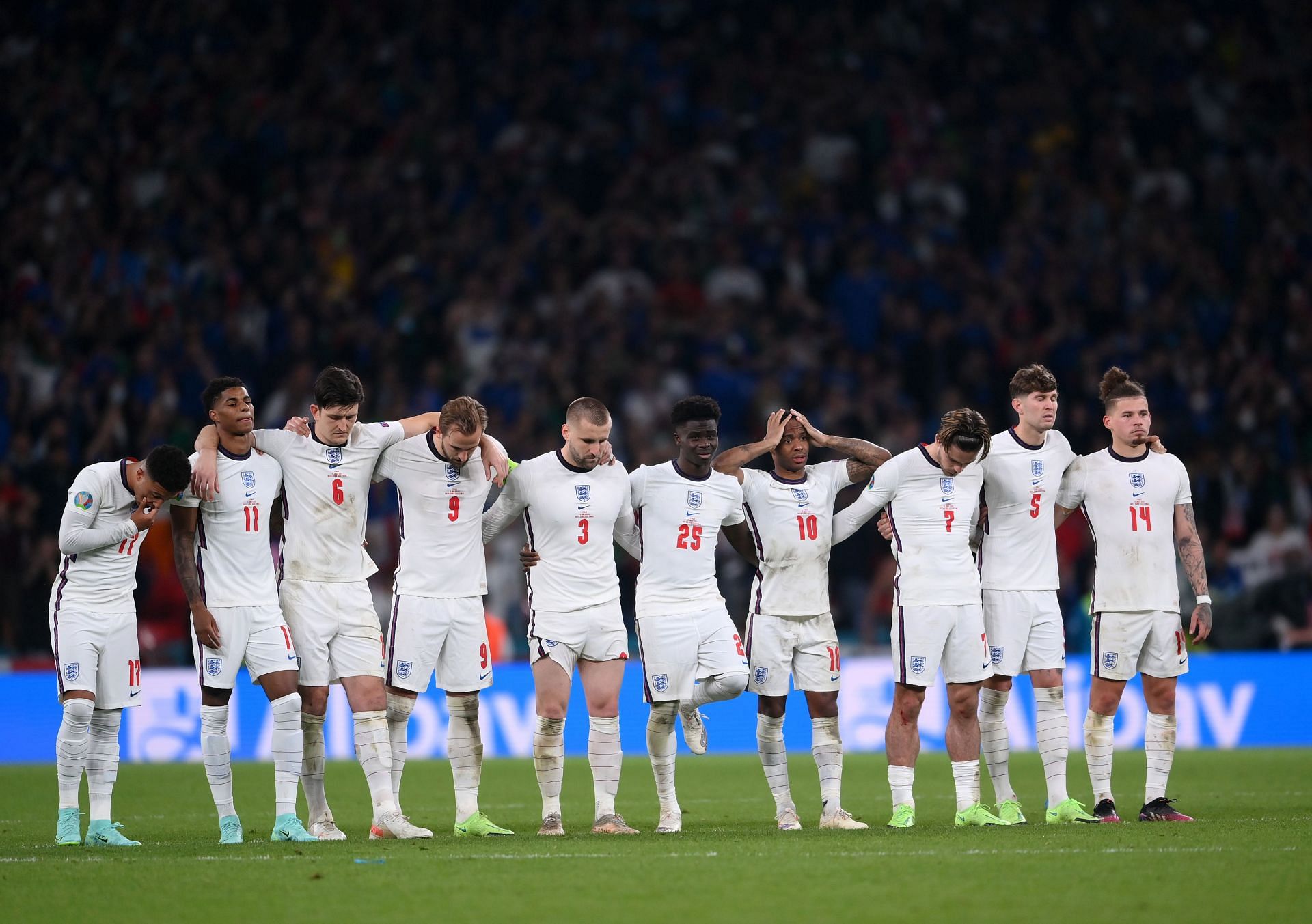 England watch on during the Euro 2020 final against Italy