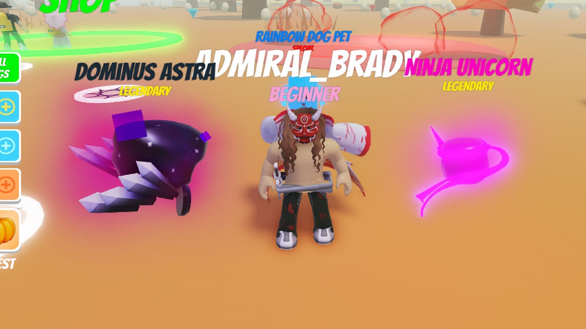 Several pets earned with codes (Image via Roblox)