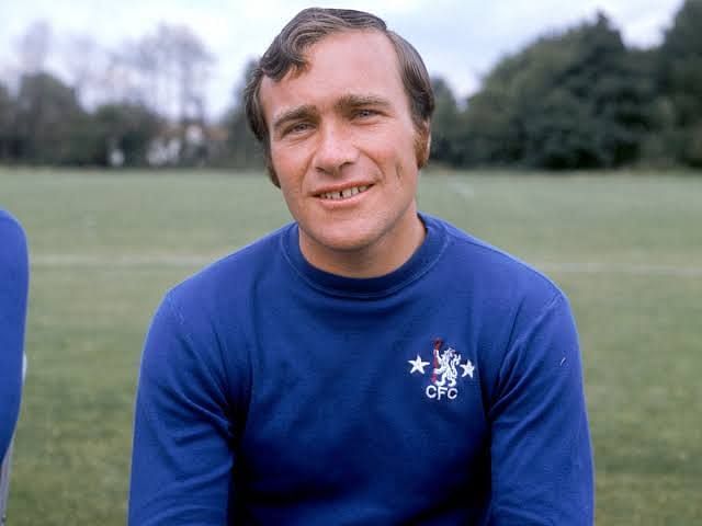 Ron Harris posing in his Chelsea shirt