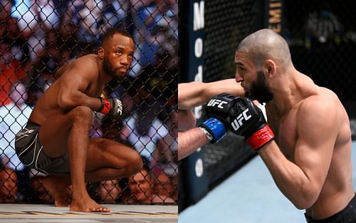 UFC welterweight contenders Leon Edwards (left) and Khamzat Chimaev (right)