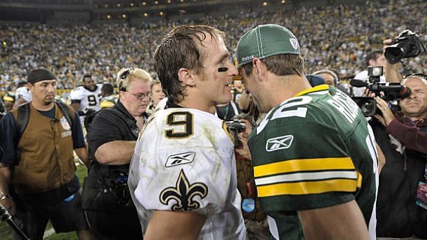 Drew Brees and Aaron Rodgers, Getty Images