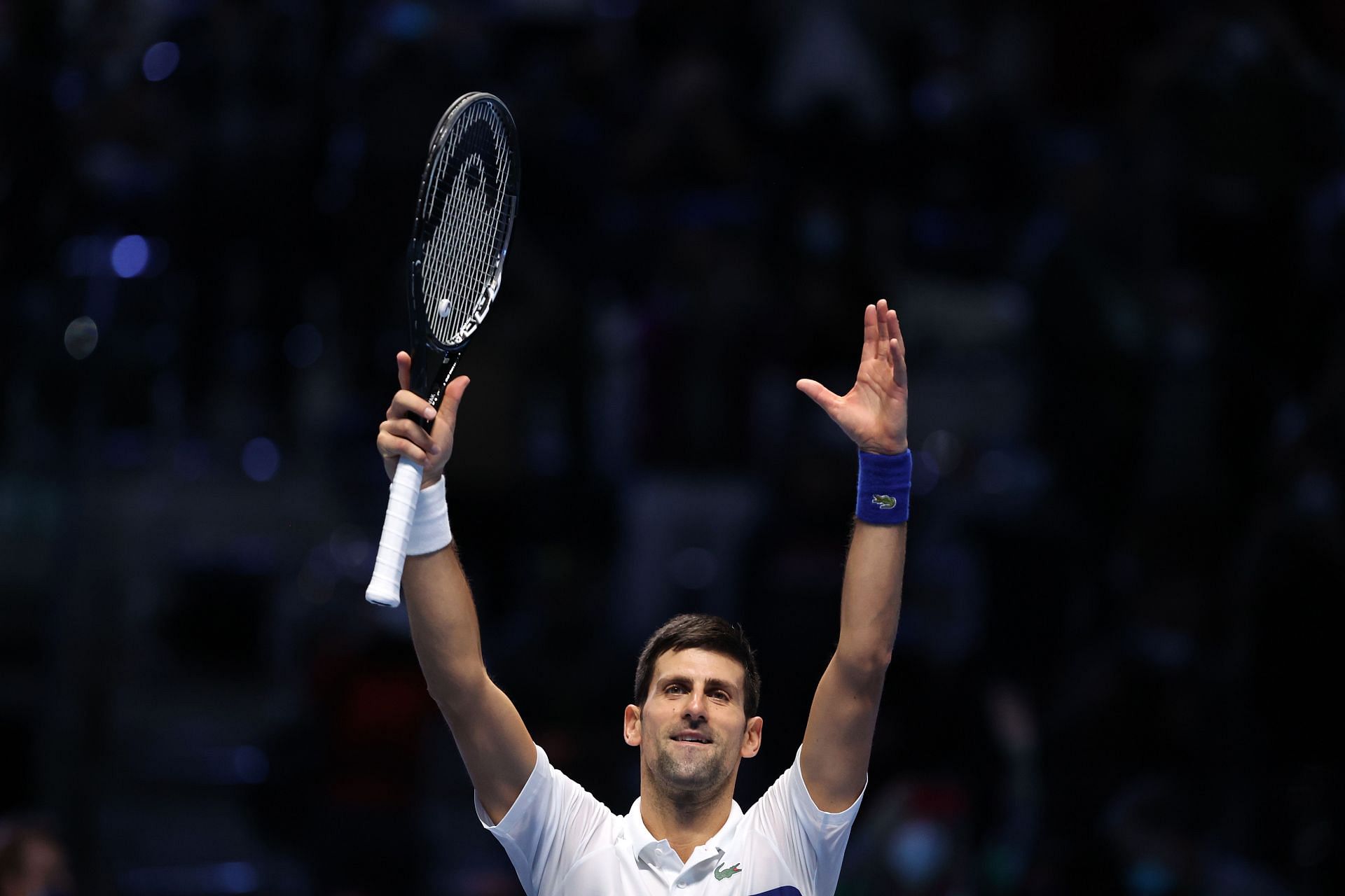 Novak Djokovic after beating Casper Ruud at the ATP Finals