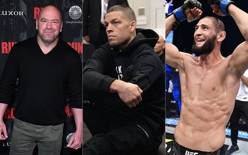 From L-R: Dana White, Nate Diaz and Khamzat Chimaev [Image credits: @khamzat_chimaev and @natediaz209 on Instagram]