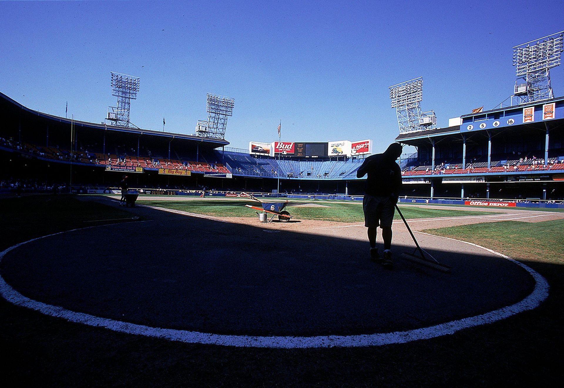 Tiger Stadium, seen prior to a 1999 baseball game, played host to some of Detroit&#039;s earliest Thanksgiving games (Photo:Getty)