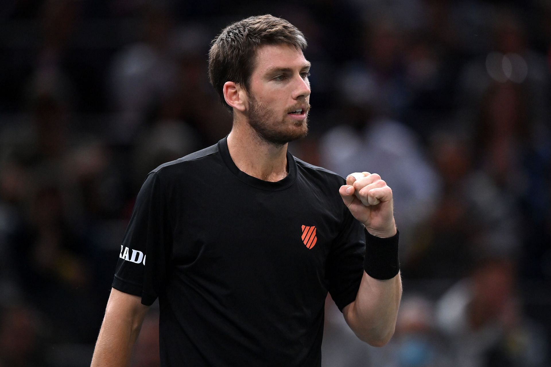 Cameron Norrie in action at the Rolex Paris Masters