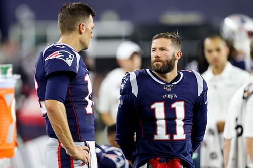 Tom Brady and Julian Edelman as teammates on the New England Patriots