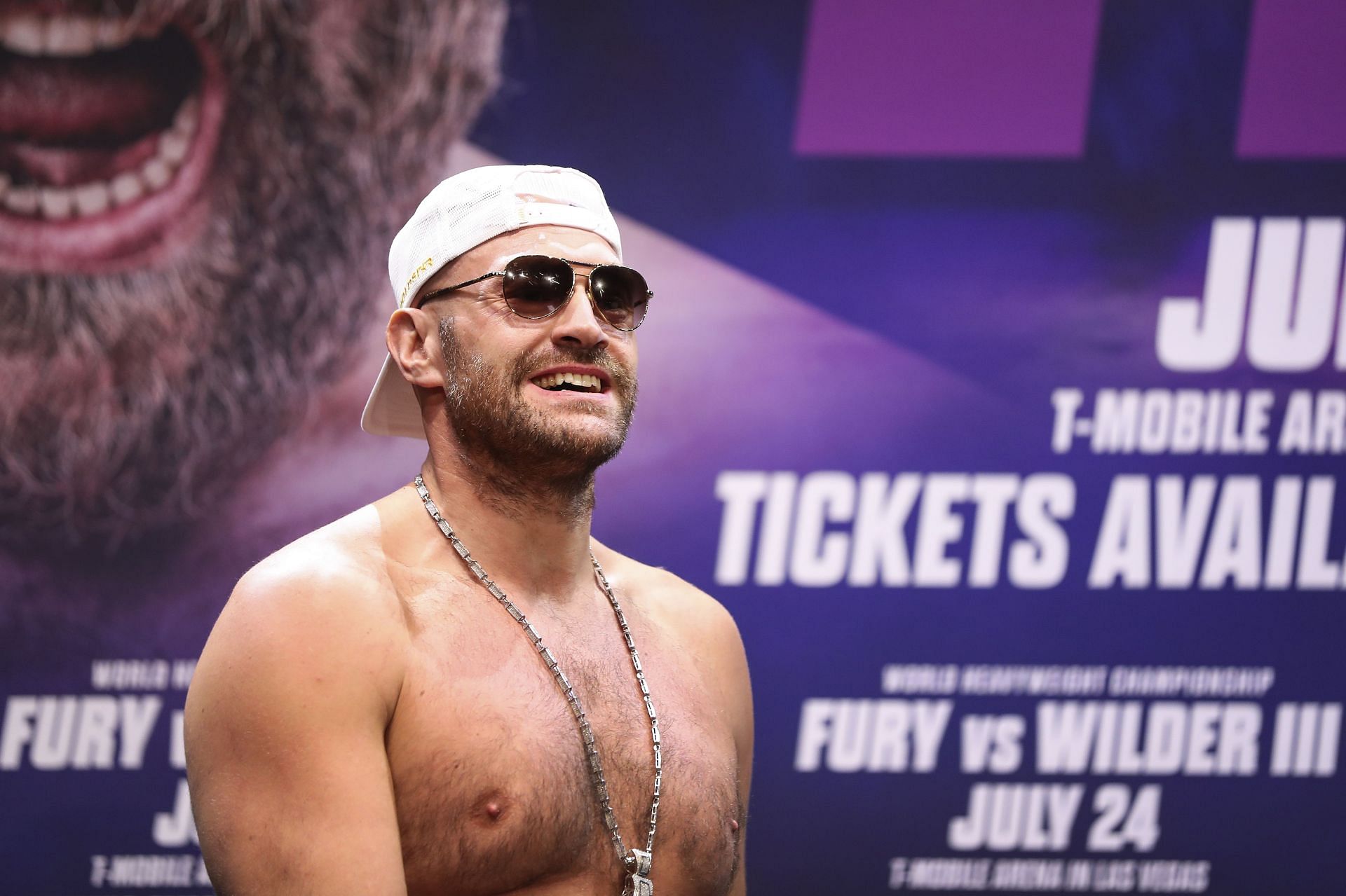 Tyson Fury at the press conference for Wilder vs. Fury 2