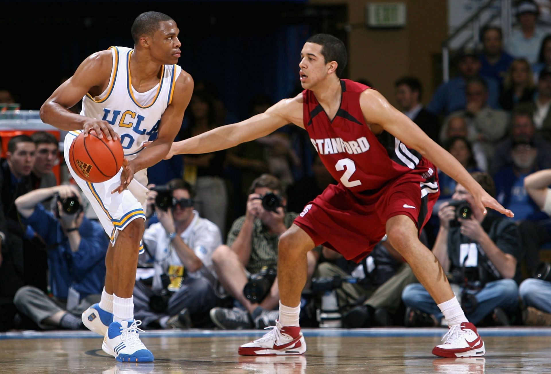 Russell Westbrook #0 of the UCLA Bruins handles the ball