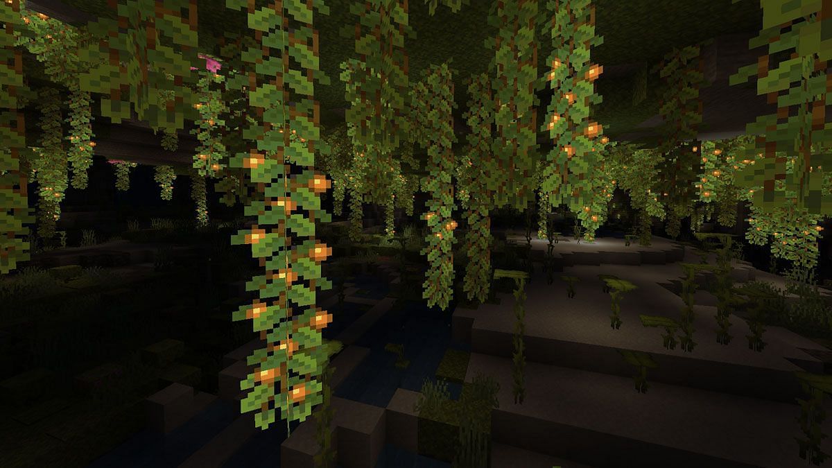Glowberries in Lush Cave Biome (Image via Minecraft)