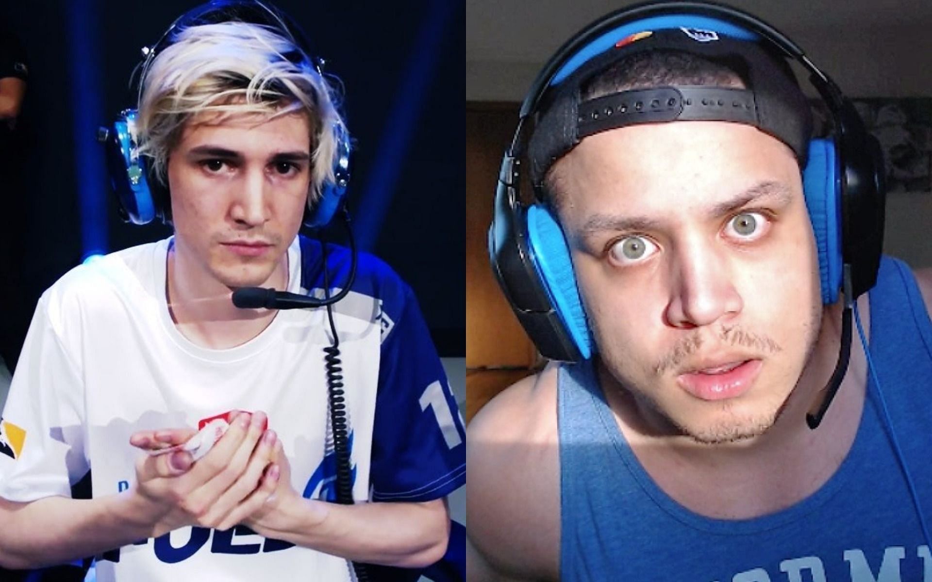 Tyler1 imitates xQc after their hilarious interaction (Images via Twitter)