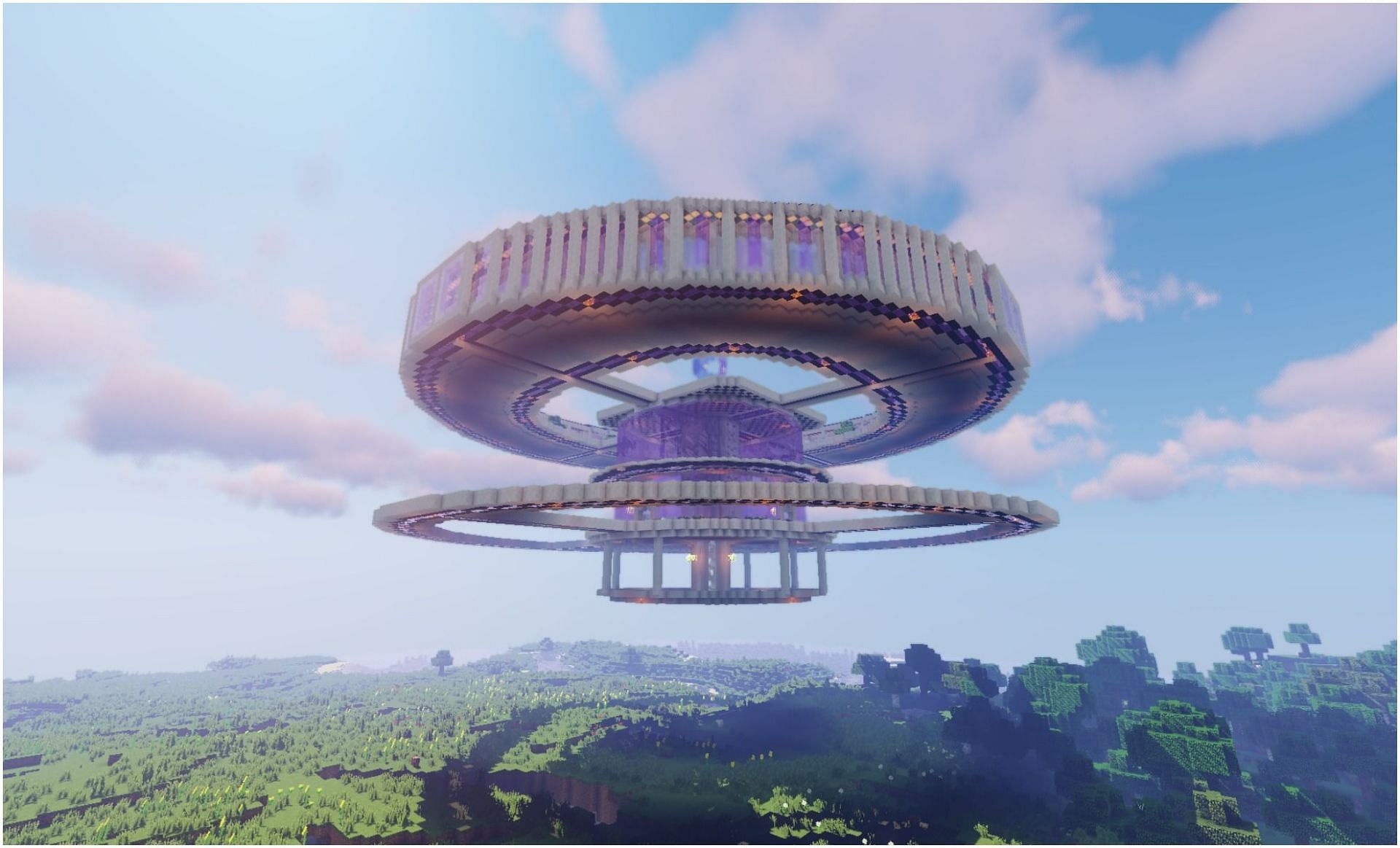 Sky bases are beautiful and convenient (Image via Minecraft)