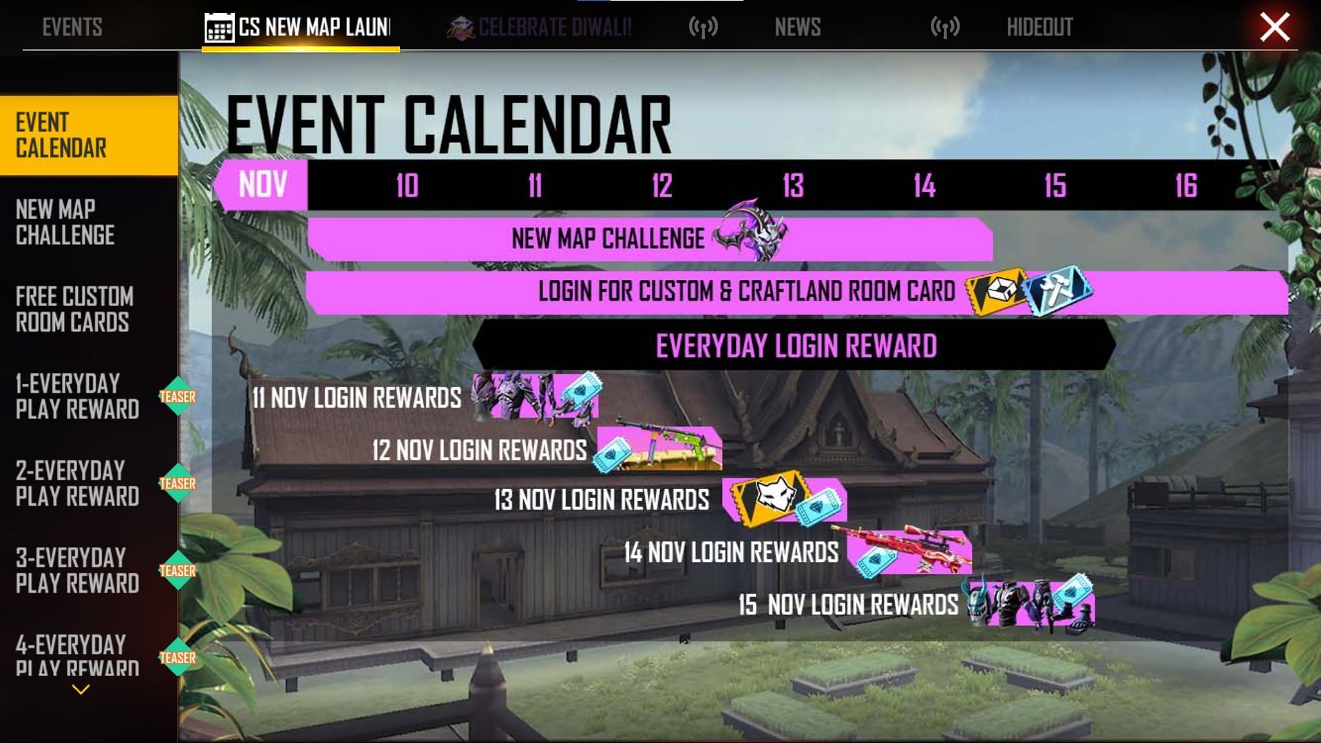 This is the list of all events (Image via Free Fire)