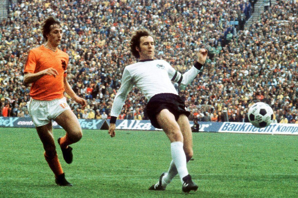 Franz Beckenbauer in action for West Germany