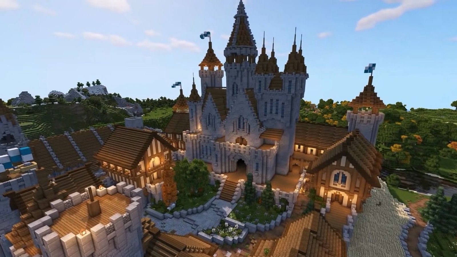 A Medieval Castle in Minecraft (Image via BlueNerd Minecraft on YouTube) 