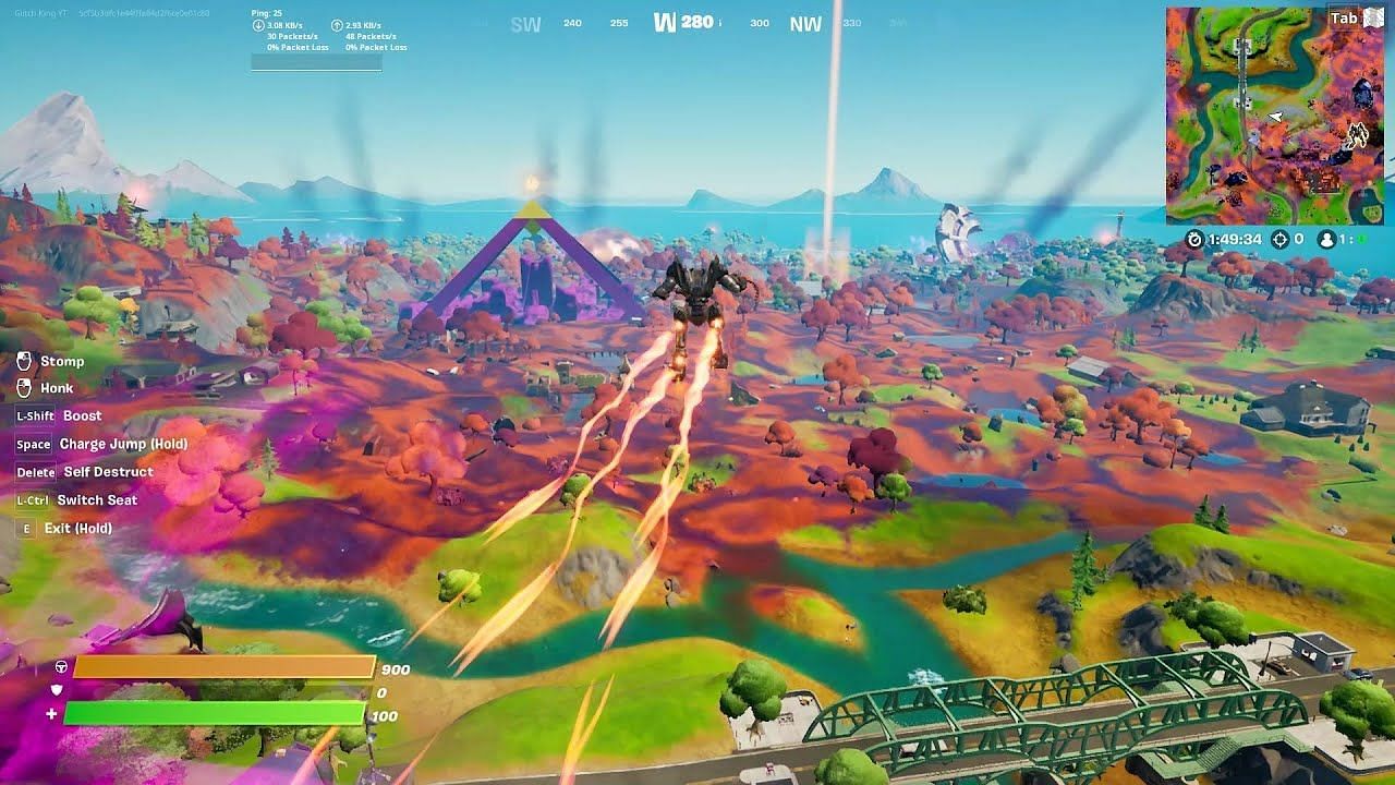 New glitch allows Mechs in Fortnite to fly across the map (Image via Sportskeeda)