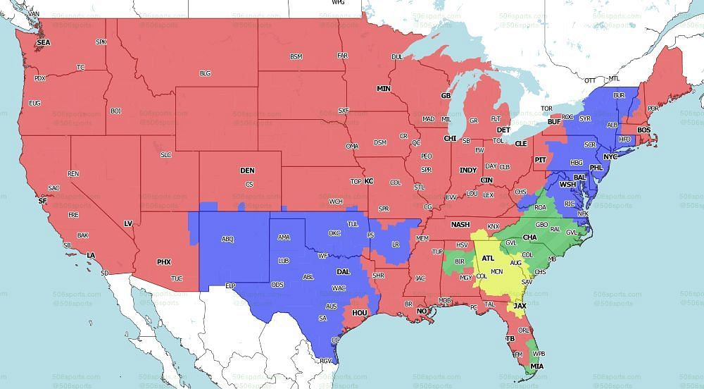 FOX Coverage Map for the games of Week 12