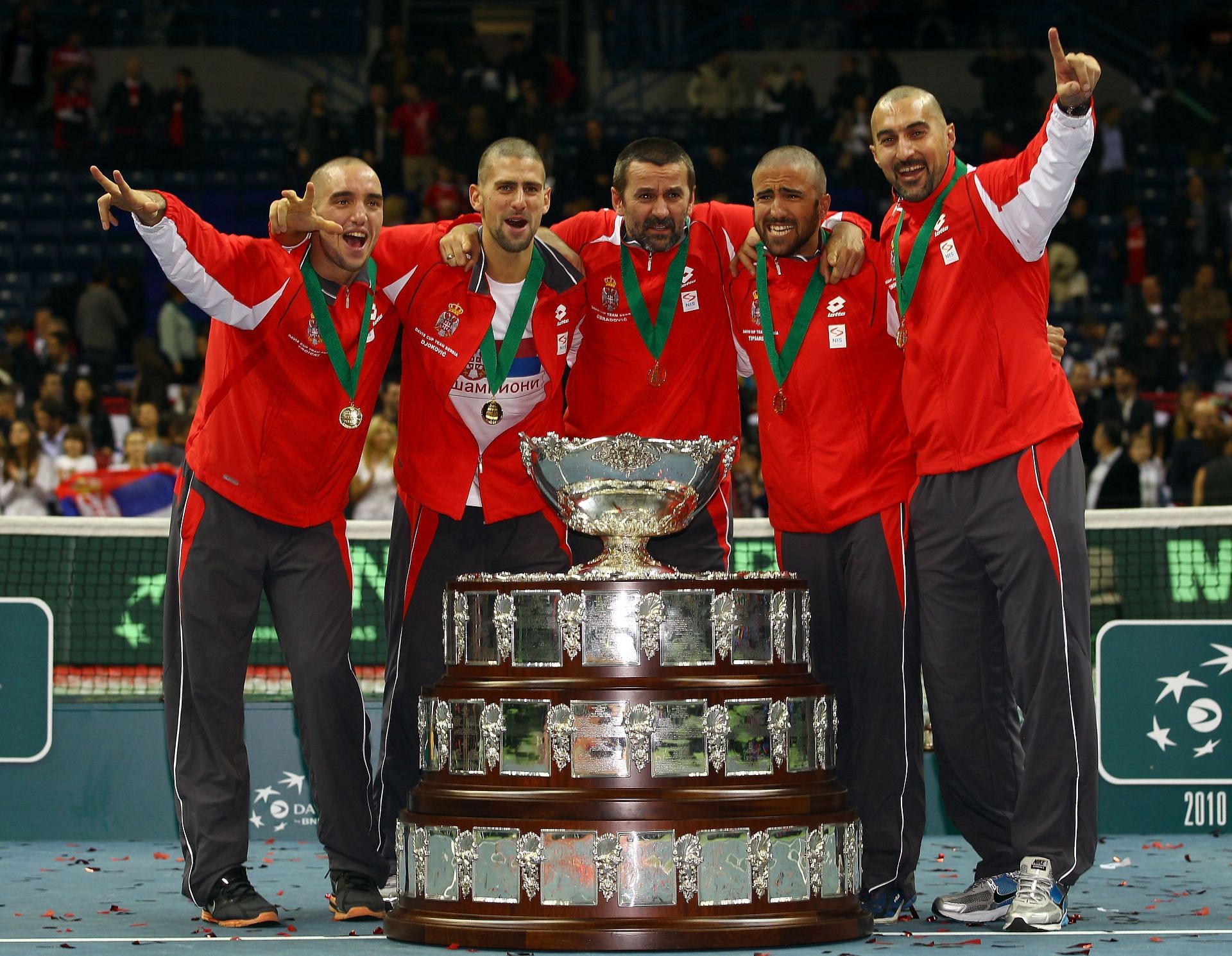 The victorious 2010 Serbian Davis Cup team