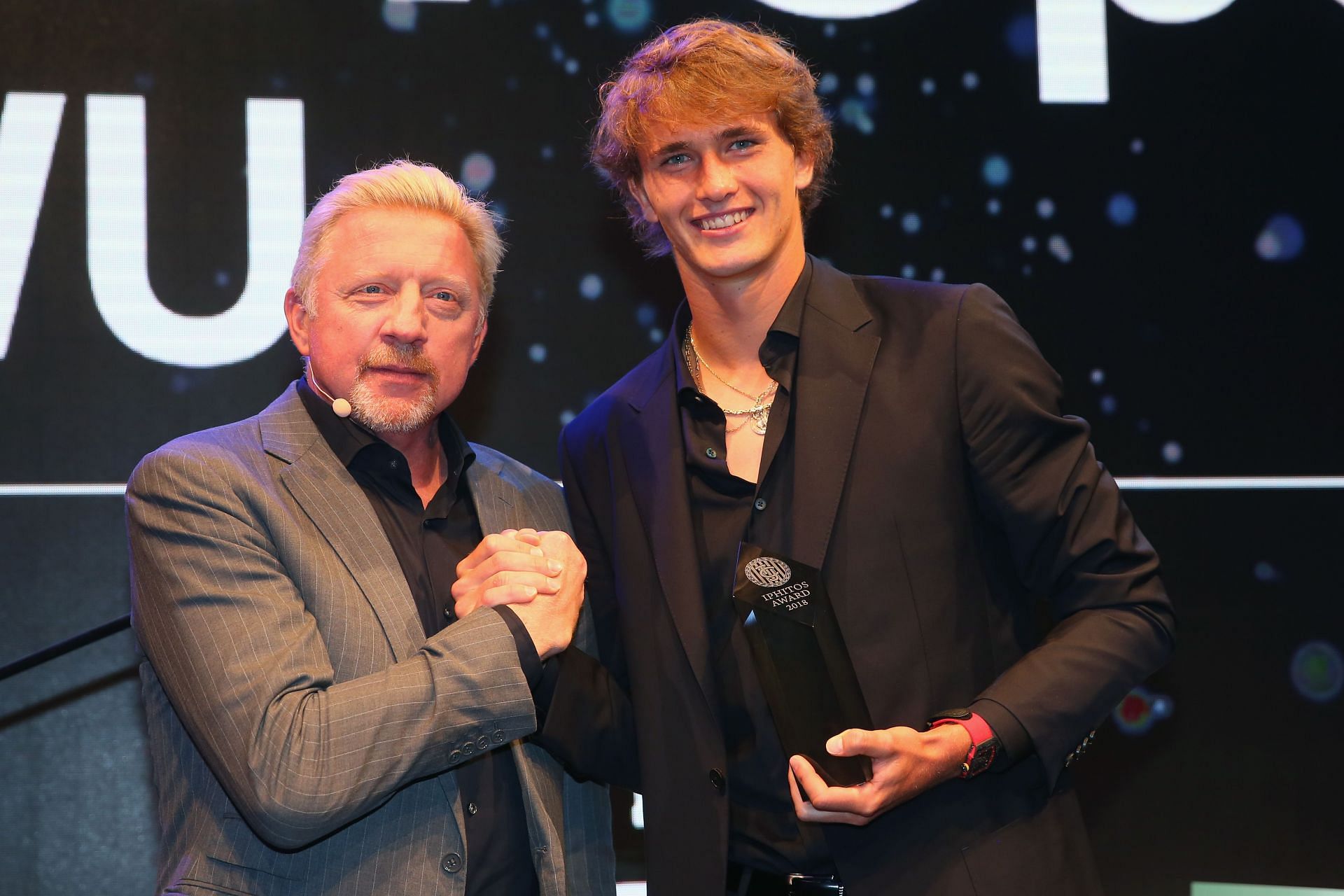 Boris Becker and Alexander Zverev at the Players Night of the 2018 BMW Open in Munich