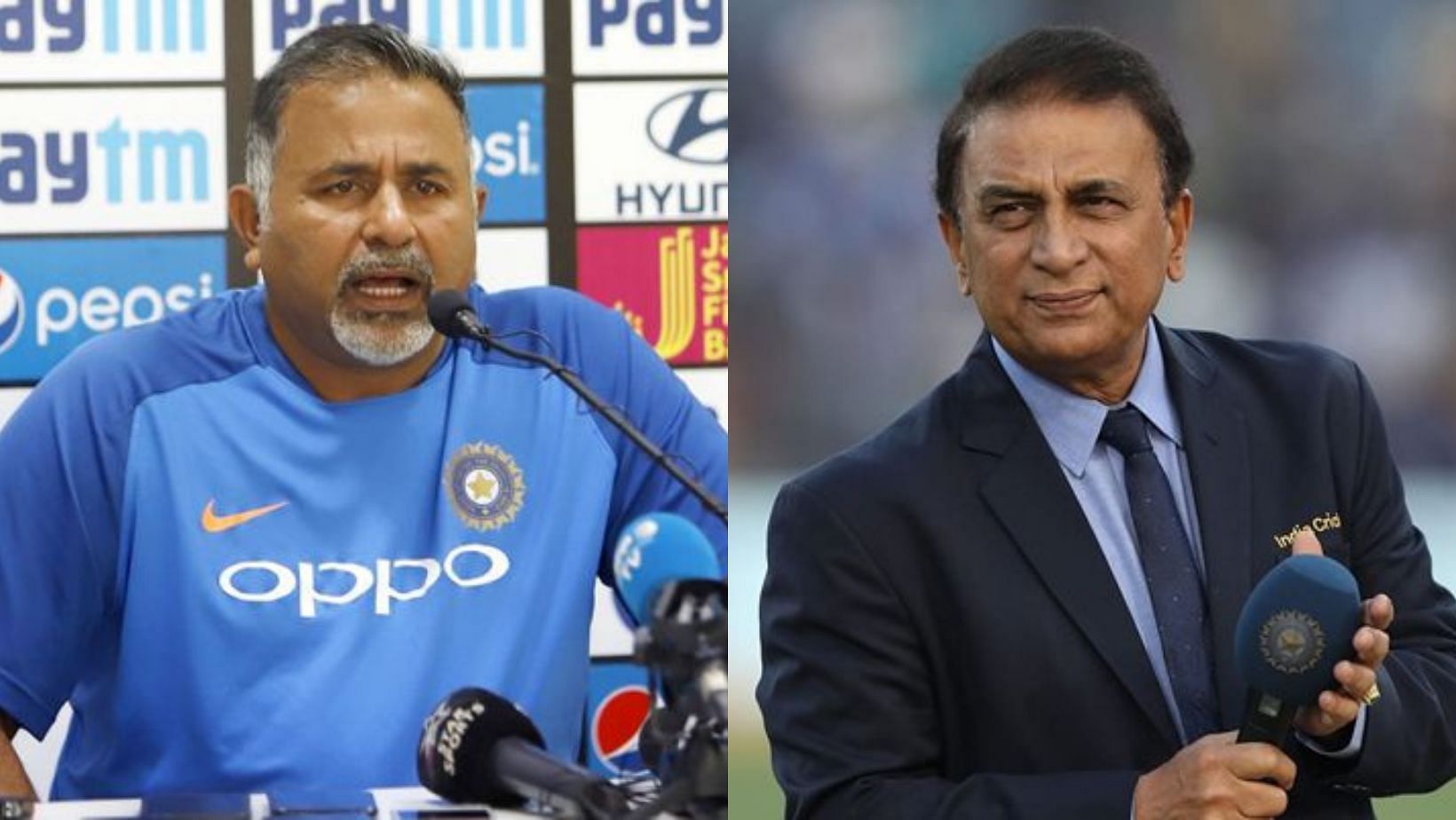 Bharat Arun (L) and Sunil Gavaskar (R).