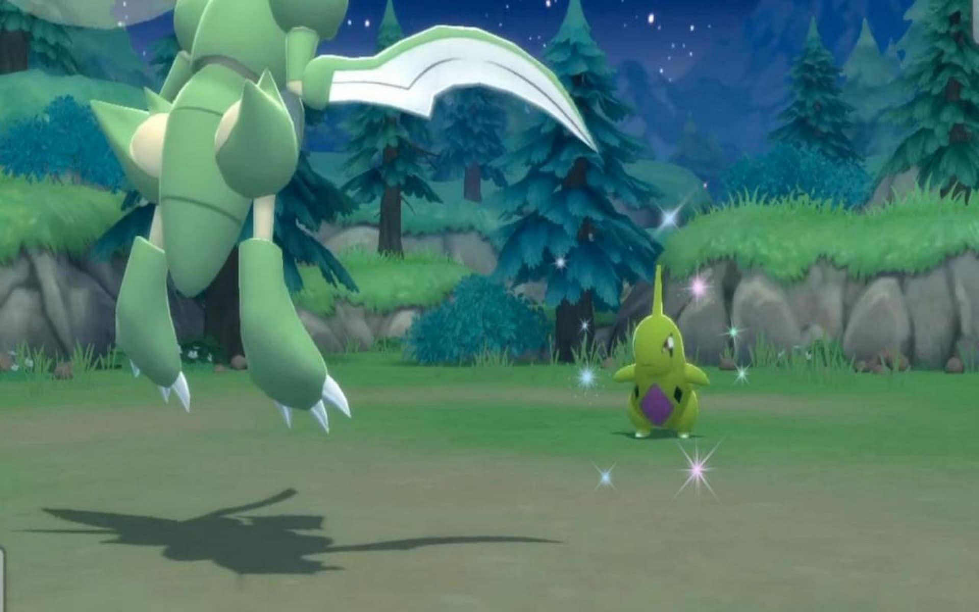 A Shiny Larvitar in Pokemon Brilliant Diamond and Shining Pearl. (Image via ILCA)