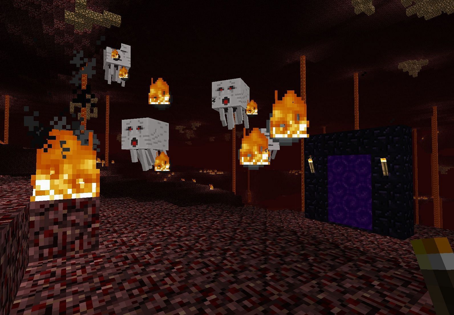 Ghasts in the Nether (Image via Minecraft Wiki)