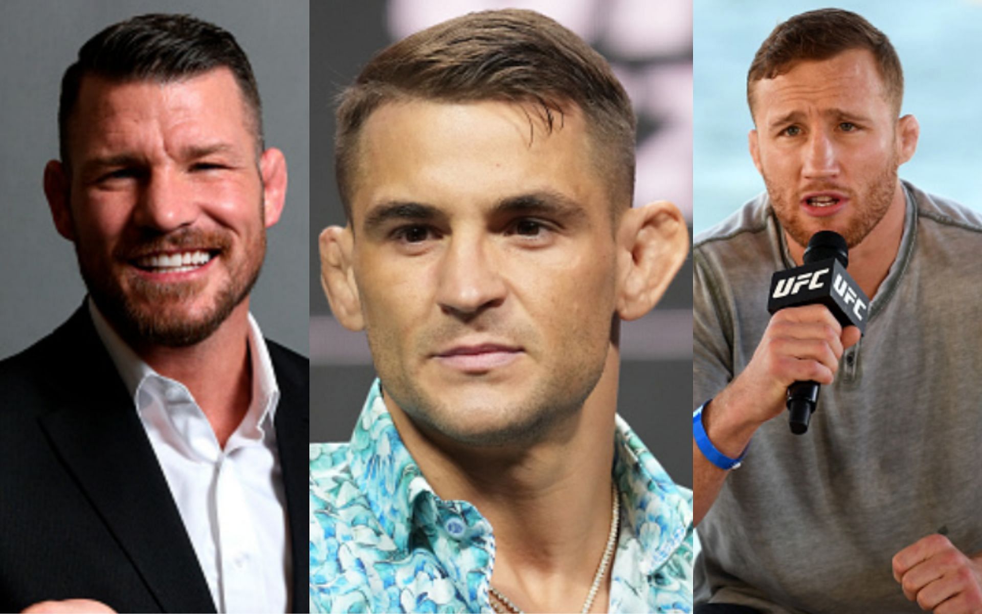 Michael Bisping (left); Dustin Poirier (center) defeated Justin Gaethje (right) in 2018