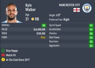 Walker's potential does not increase in FIFA 22 Career Mode (Image via Sportskeeda)