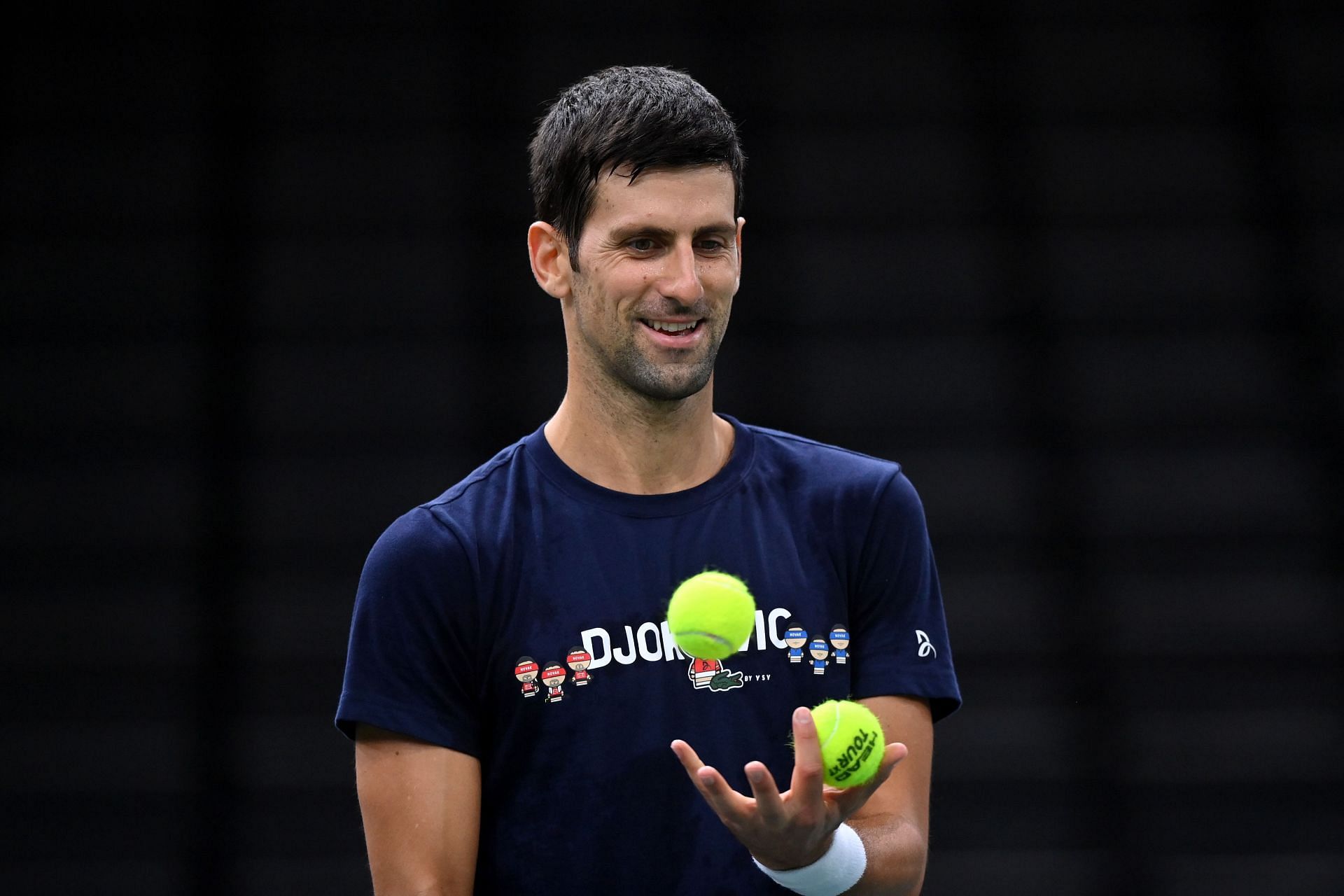 Novak Djokovic training ahead of the 2021 Rolex Paris Masters