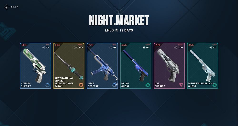 Different skins in the Night Market (Image via Valorant Fandom Wiki)