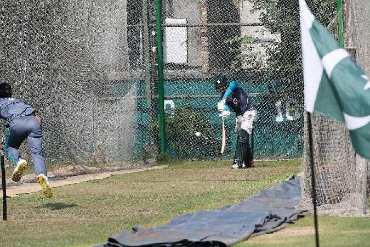 The Pakistan flag was a constant presence during their net sessions ahead of the T20 series.