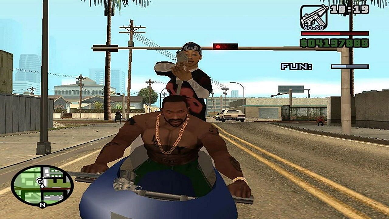 The original GTA San Andreas had some interesting features, making it the most popular of the three games (Image via Rockstar Games)