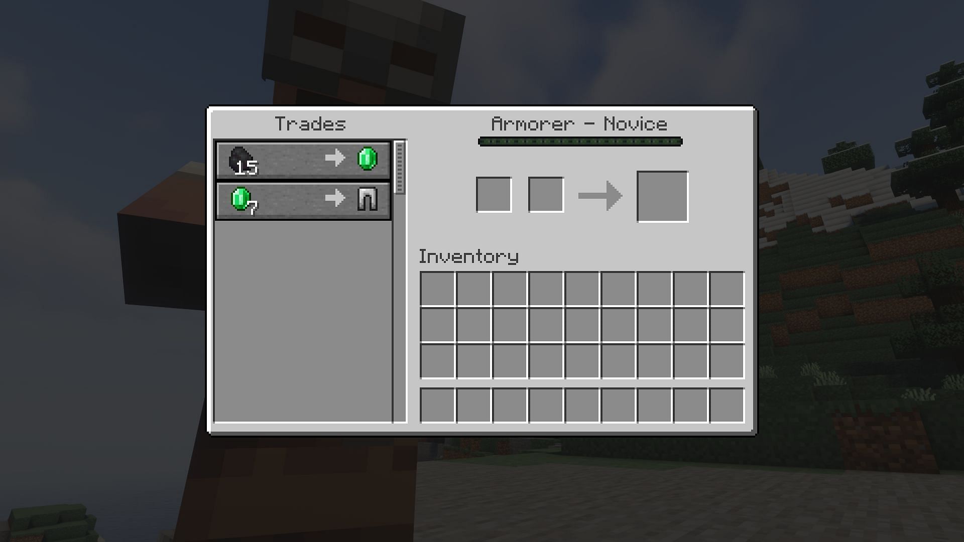 Trading will level up villagers (Image via Minecraft)