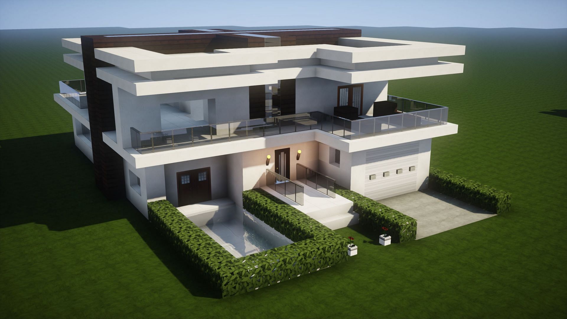 White-colored modern house (Image via Minecraft)