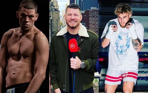 Nate Diaz (left), Michael Bisping (central), Jake Paul (right) [Images Courtesy: @natediaz209 @mikebisping @jakepaul on Instagram]