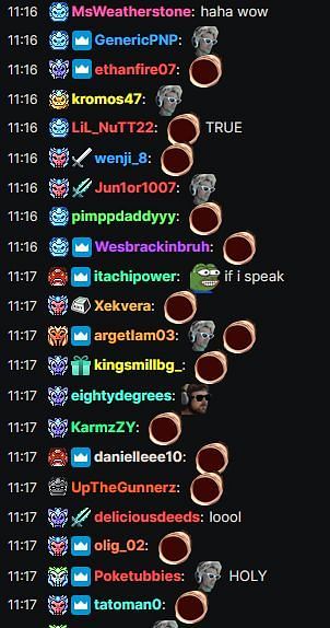 Screenshot of xQcOW&#039;s Twitch chat