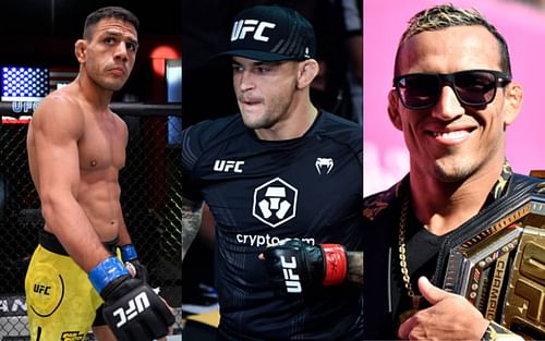 Rafael dos Anjos (left); Dustin Poirier (center); Charles Oliveira (right)