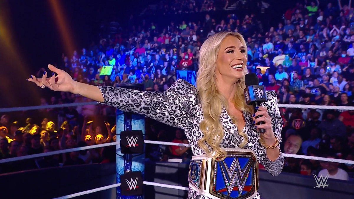 Charlotte Flair during her promo on SmackDown