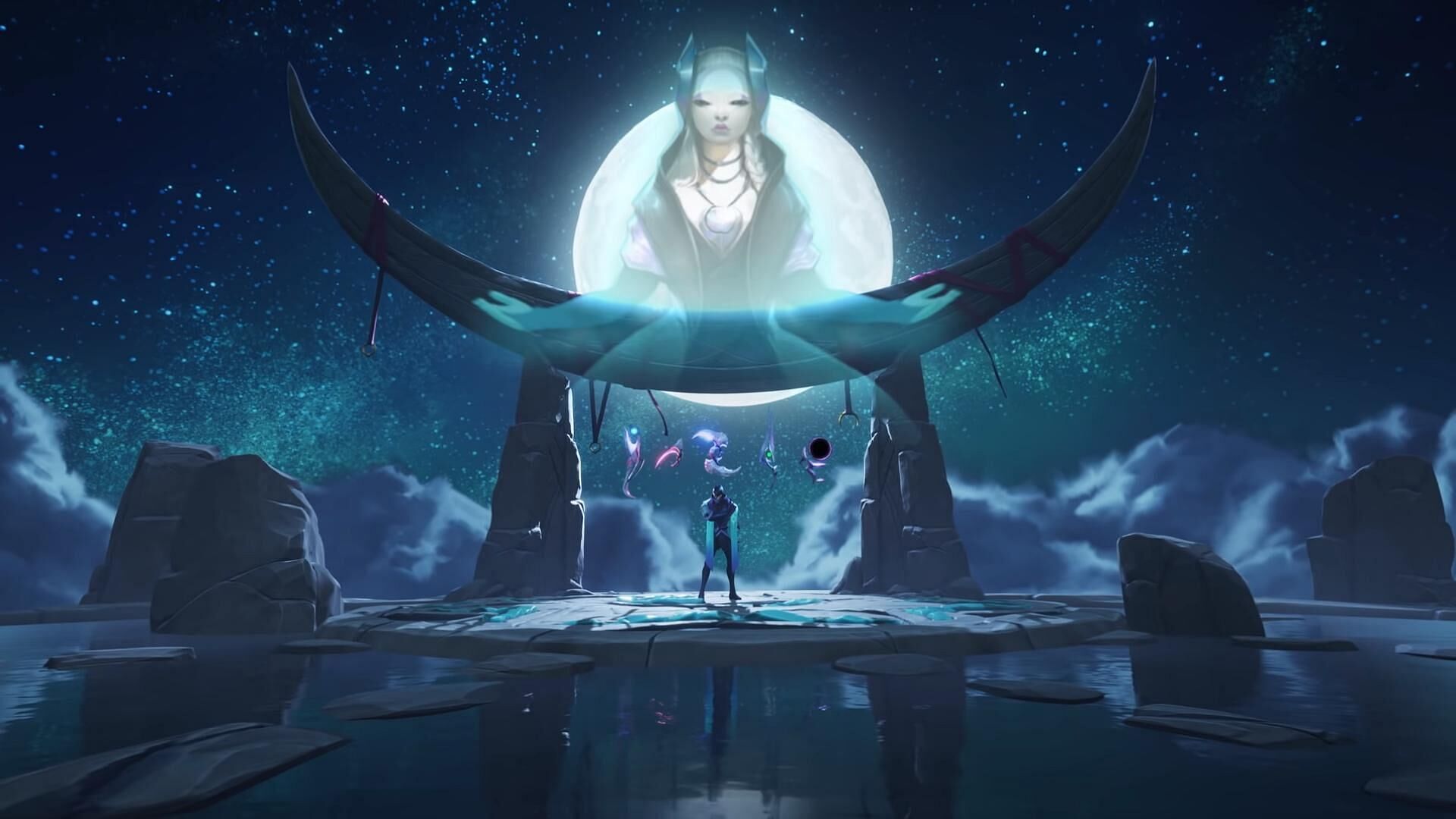 Aphelios, Alune, and the five weapons of the moon (Image via League of Legends)