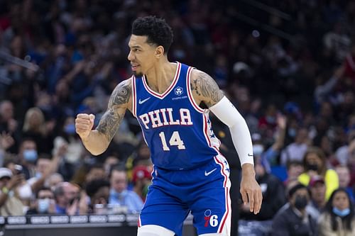 Philadelphia 76ers shooting guard Danny Green celebrating