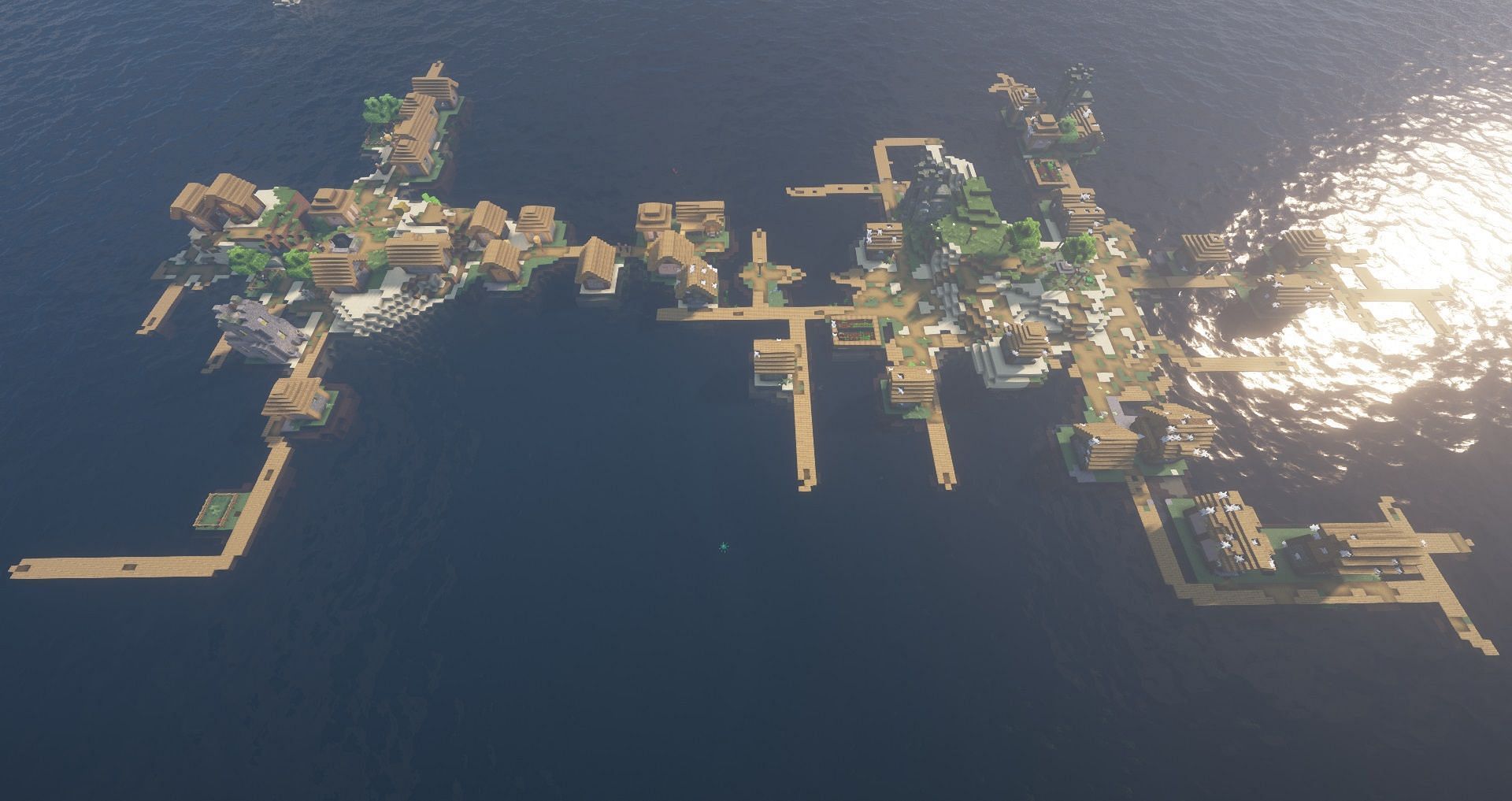 Two connected islands can be found in this seed (Image via Minecraft)