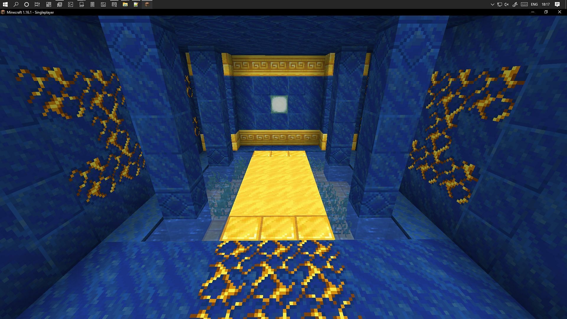 A redditer&#039;s concept for gold mixed into lapis blocks (Image via Reddit/u/Athesiel)