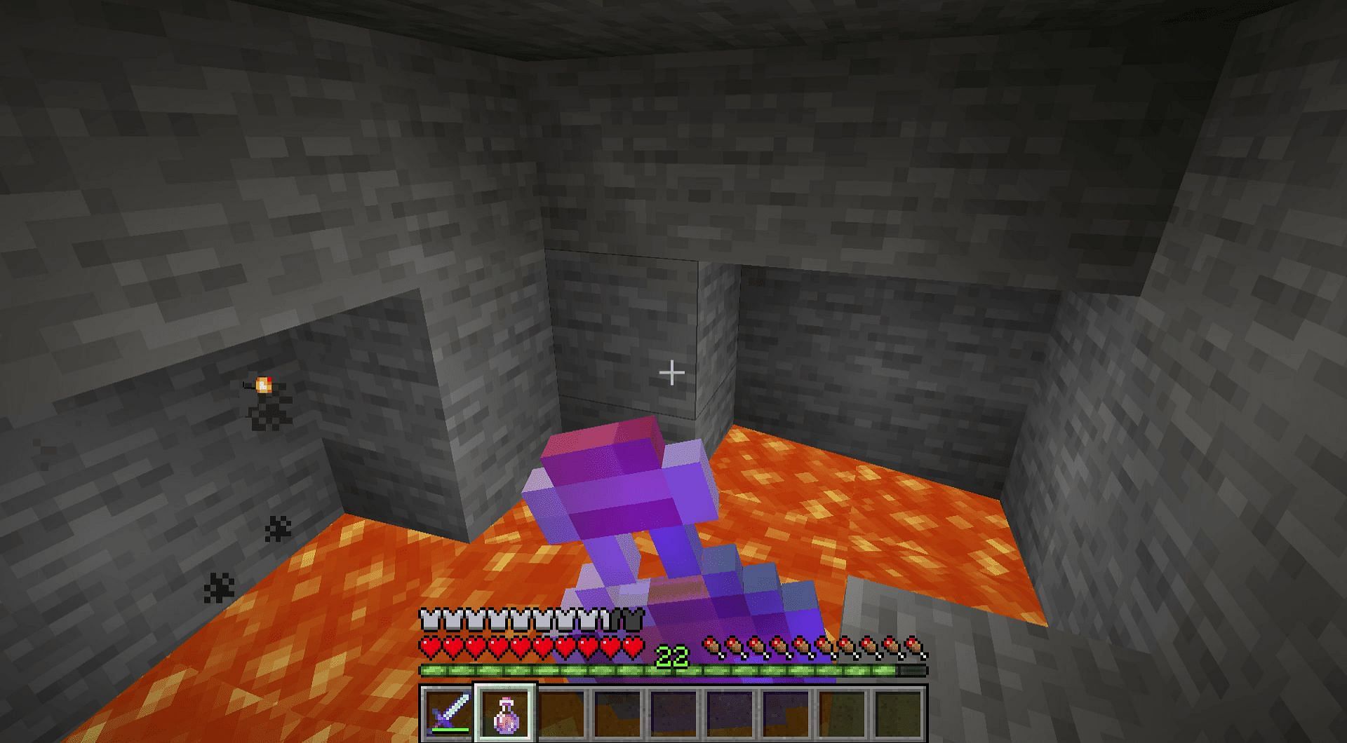 Fire Resistance stops fire damage (Image via Minecraft)