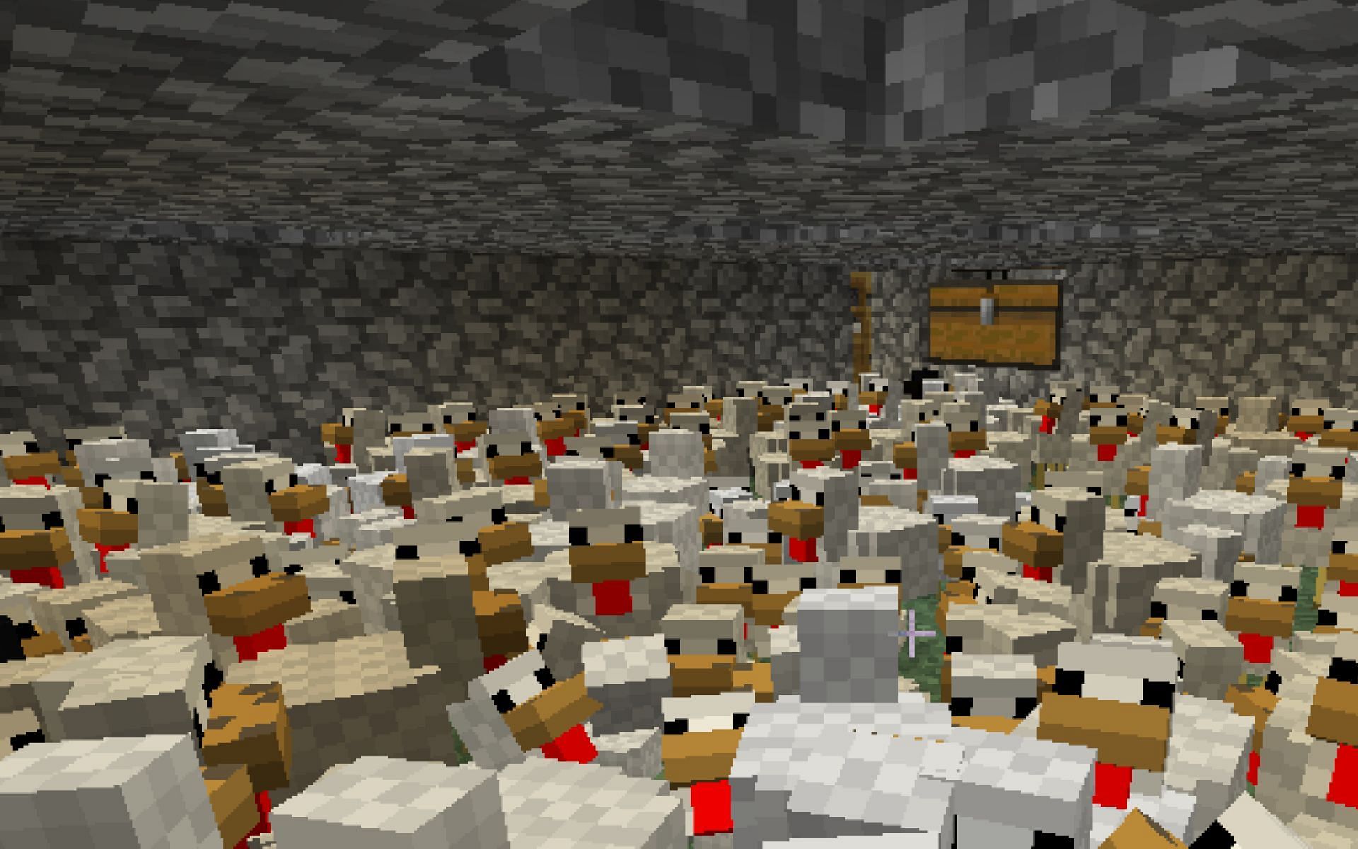 Chickens will follow any players holding a seed. (Image via Minecraft)