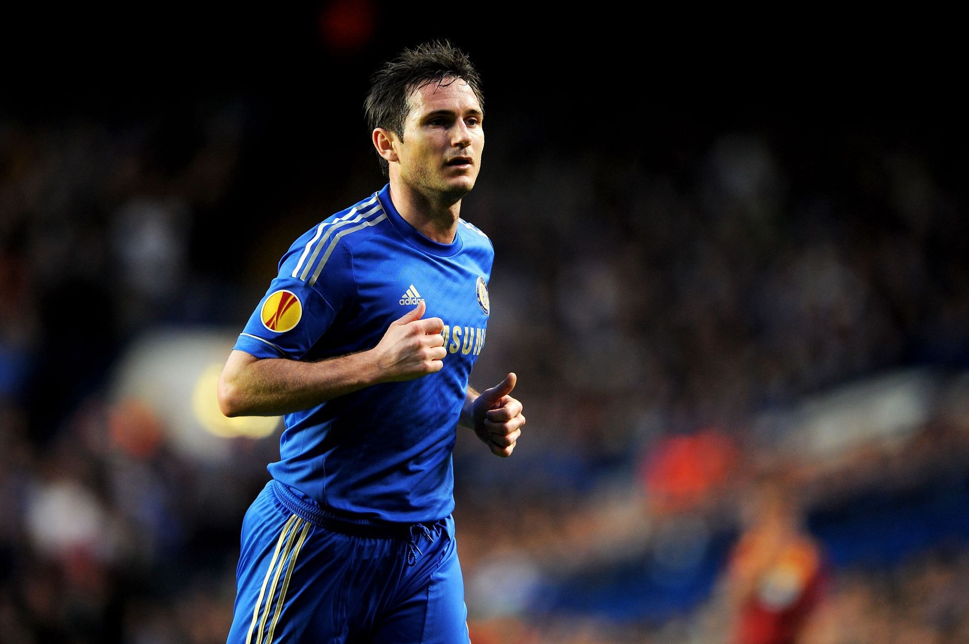 Frank Lampard in action during a Europa League game for Chelsea.